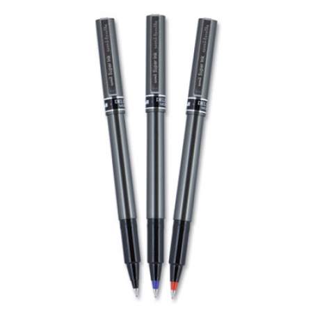 uni-ball Deluxe Roller Ball Pen, Stick, Micro 0.5 mm, Black Ink, Metallic Gray Barrel, Dozen (60025)