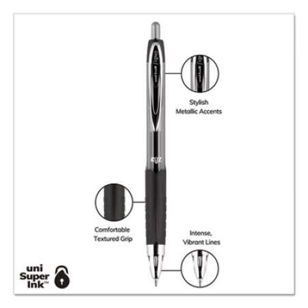 uni-ball Signo 207 Gel Pen, Retractable, Bold 1 mm, Black Ink, Translucent Gray Barrel, 4/Pack (1790900)