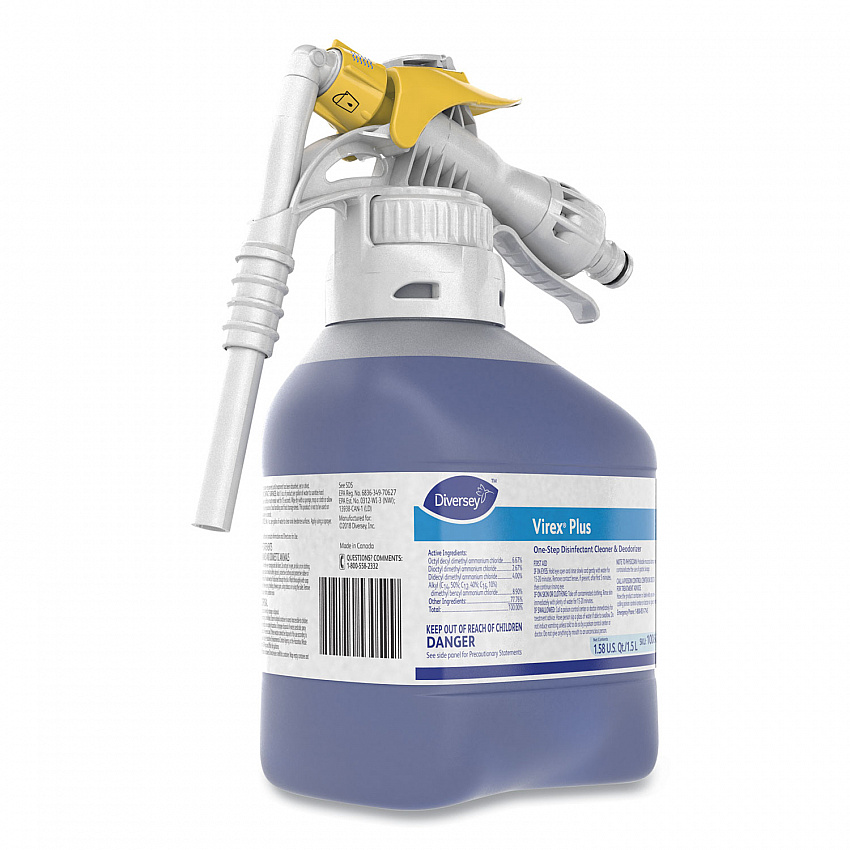 Virex Plus One-Step Disinfectant Cleaner and Deodorant, Unscented, 1.5 L Closed-Loop Plastic Bottle, 2/Carton (101102925)