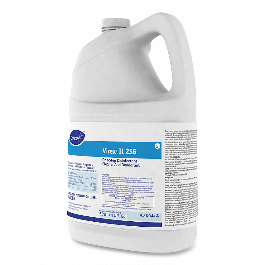 Virex II 256 One-Step Disinfectant Cleaner Deodorant, Mint Scent, 1 gal, 4 Bottles/CT (04332)