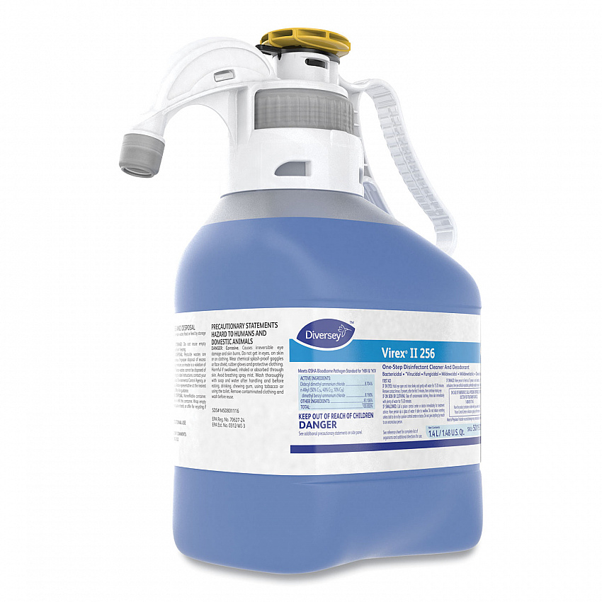 Virex II 256 One-Step Disinfectant Cleaner Deodorant, Mint Scent, 1.4 L SmartDose, 2/Carton (5019317)