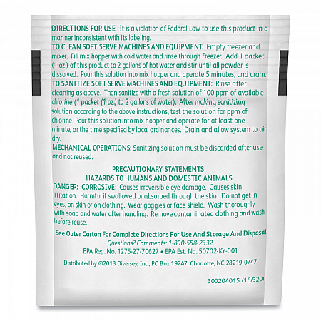 Sani Sure Soft Serve Sanitizer and Cleaner, Powder, 1 oz Packet, 100/Carton (90234)