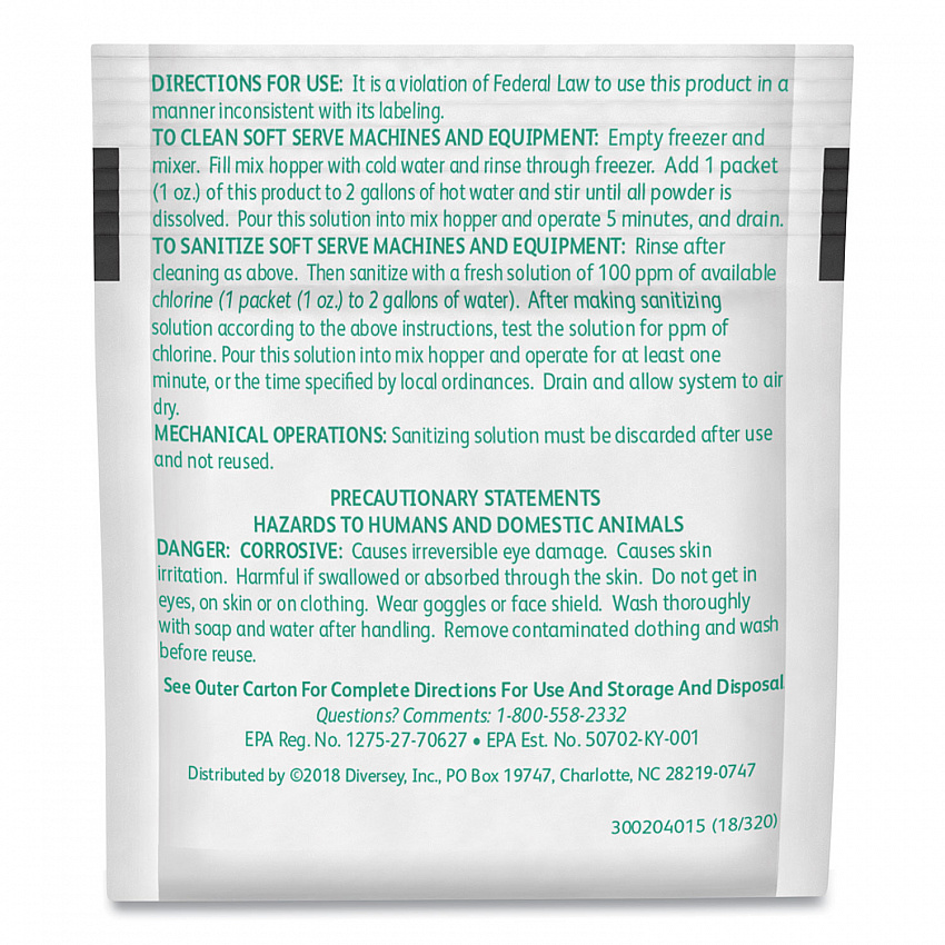 Sani Sure Soft Serve Sanitizer and Cleaner, Powder, 1 oz Packet, 100/Carton (90234)