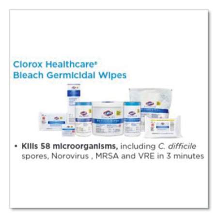 Clorox Healthcare Bleach Germicidal Wipes, 6 x 5, Unscented, 150/Canister (30577)