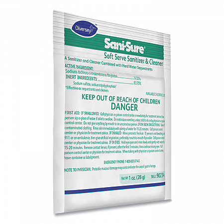 Sani Sure Soft Serve Sanitizer and Cleaner, Powder, 1 oz Packet, 100/Carton (90234)