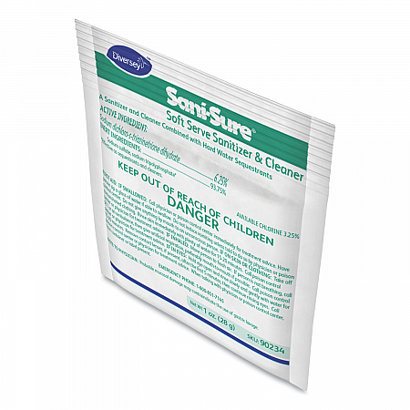 Sani Sure Soft Serve Sanitizer and Cleaner, Powder, 1 oz Packet, 100/Carton (90234)