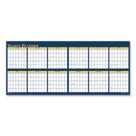 House of Doolittle Recycled Reversible Yearly Wall Planner, 60 x 26, White/Blue/Yellow Sheets, 12-Month (Jan to Dec): 2022 (3974)