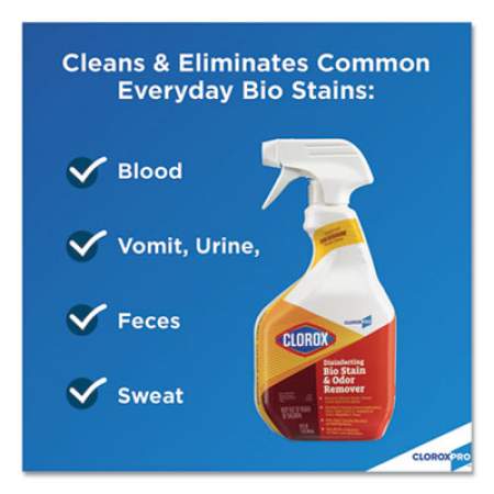 Clorox Disinfecting Bio Stain and Odor Remover, Fragranced, 128 oz Refill Bottle, 4/CT (31910)