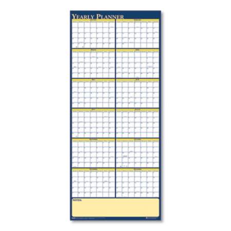 House of Doolittle Recycled Reversible Yearly Wall Planner, 60 x 26, White/Blue/Yellow Sheets, 12-Month (Jan to Dec): 2022 (3974)