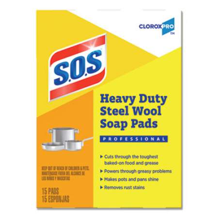 S.O.S. Steel Wool Soap Pads, 4 x 5, Steel,15/Box (88320BX)