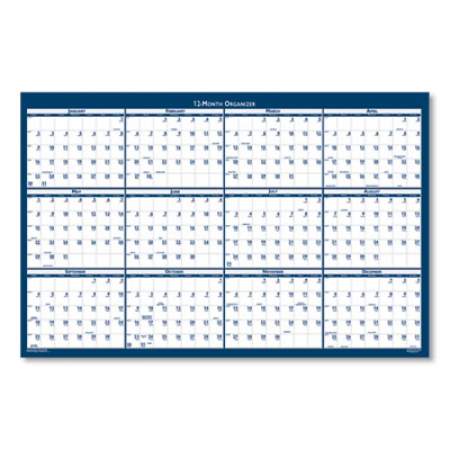 House of Doolittle Recycled Poster Style Reversible/Erasable Yearly Wall Calendar, 24 x 37, White/Blue/Gray Sheets, 12-Month (Jan to Dec): 2022 (396)