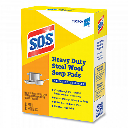 Steel Wool Soap Pads, 2.4 x 3, Steel, 15/Box (88320BX)