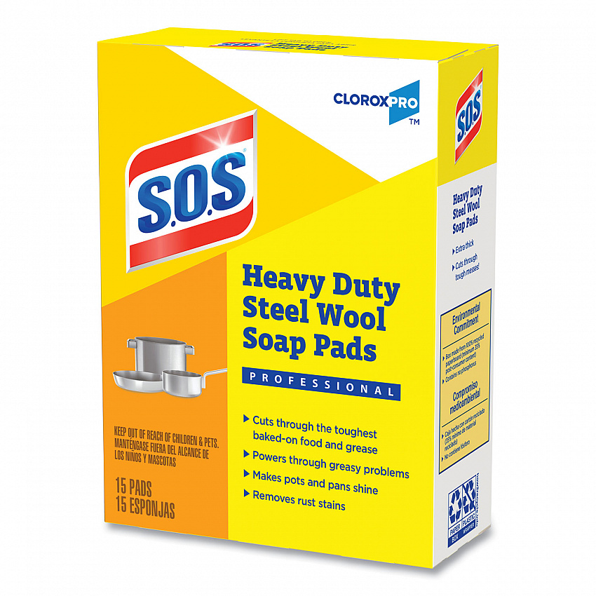 Steel Wool Soap Pads, 2.4 x 3, Steel, 15/Box (88320BX)