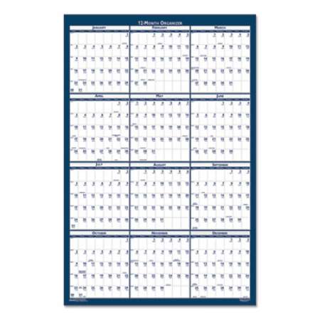 House of Doolittle Recycled Poster Style Reversible/Erasable Yearly Wall Calendar, 24 x 37, White/Blue/Gray Sheets, 12-Month (Jan to Dec): 2022 (396)