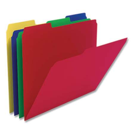 TRU RED Heavyweight Plastic File Folders, 1/3-Cut Tabs, Letter Size, Assorted Colors, 24/Pack (439328)