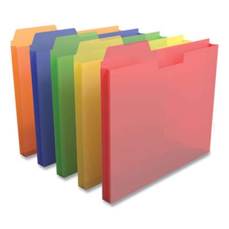 TRU RED Plastic File Pockets, 1/3 Cut Tab, Letter Size, Assorted Colors, 5/Pack (638805)