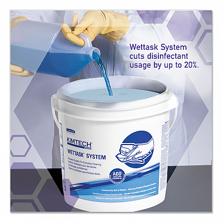 Power Clean Wipers for Disinfectants, Sanitizers and Solvents WetTask Customizable Wet Wiping System 250/Roll, 6 Roll/Carton (53850)
