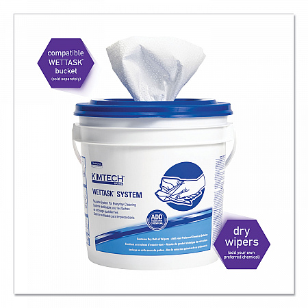 Power Clean Wipers for Disinfectants, Sanitizers and Solvents WetTask Customizable Wet Wiping System 250/Roll, 6 Roll/Carton (53850)