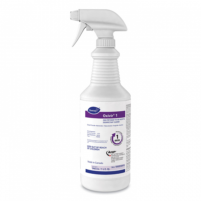 Oxivir 1 RTU Disinfectant Cleaner, 32 oz Spray Bottle, 12/Carton (100850916)