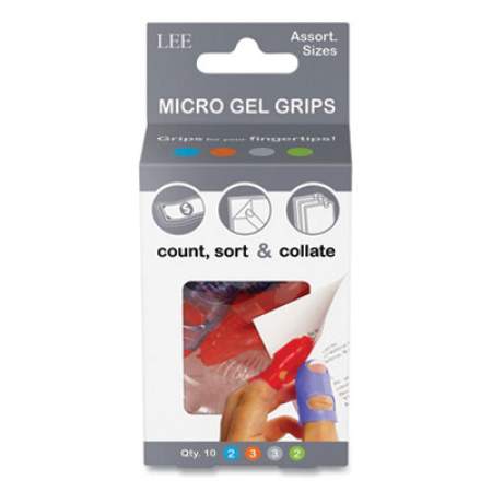 LEE Tippi Micro-Gel Fingertip Grips, Assorted Sizes, 10/Pack (61410)