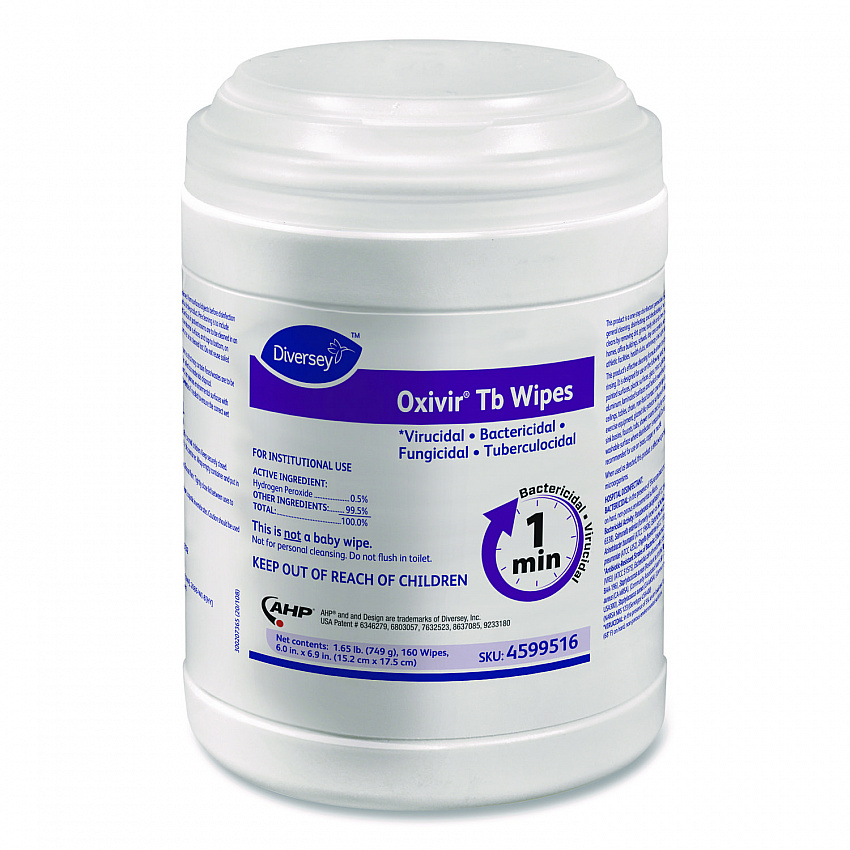 Oxivir TB Disinfectant Wipes, 7 x 6, White, 160/Canister, 12 Canisters/Carton (4599516)