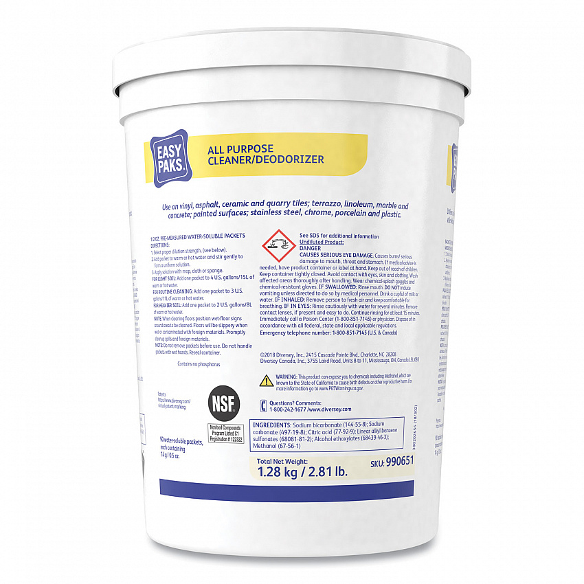 All-Purpose Cleaner/Deodorizer, Fresh Scent, 90 .5 oz Packets/Tub, 2 Tubs/Carton (990651)
