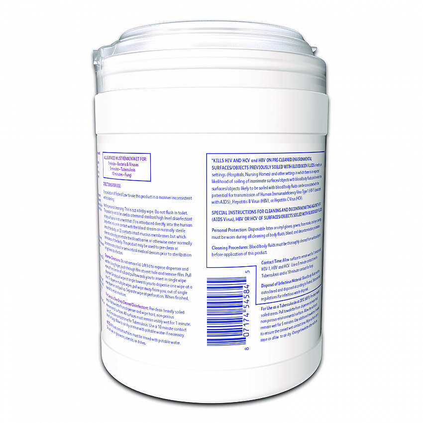Oxivir TB Disinfectant Wipes, 7 x 6, White, 160/Canister, 12 Canisters/Carton (4599516)