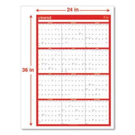Universal Erasable Wall Calendar, 24 x 36, White/Red Sheets, 12-Month (Jan to Dec): 2022 (71004)