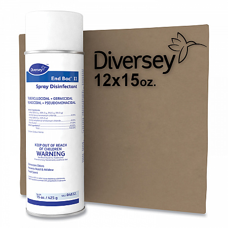 End Bac II Spray Disinfectant, Fresh Scent, 15 oz Aerosol Spray, 12/Carton (04832)