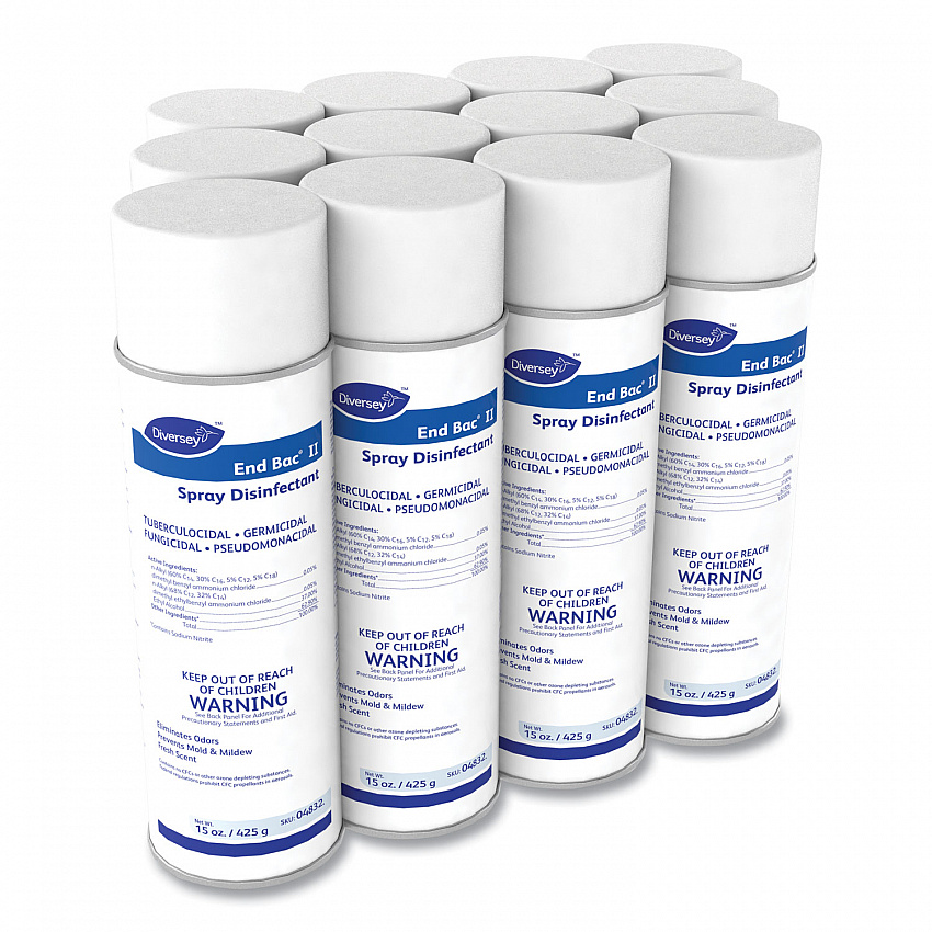End Bac II Spray Disinfectant, Fresh Scent, 15 oz Aerosol Spray, 12/Carton (04832)
