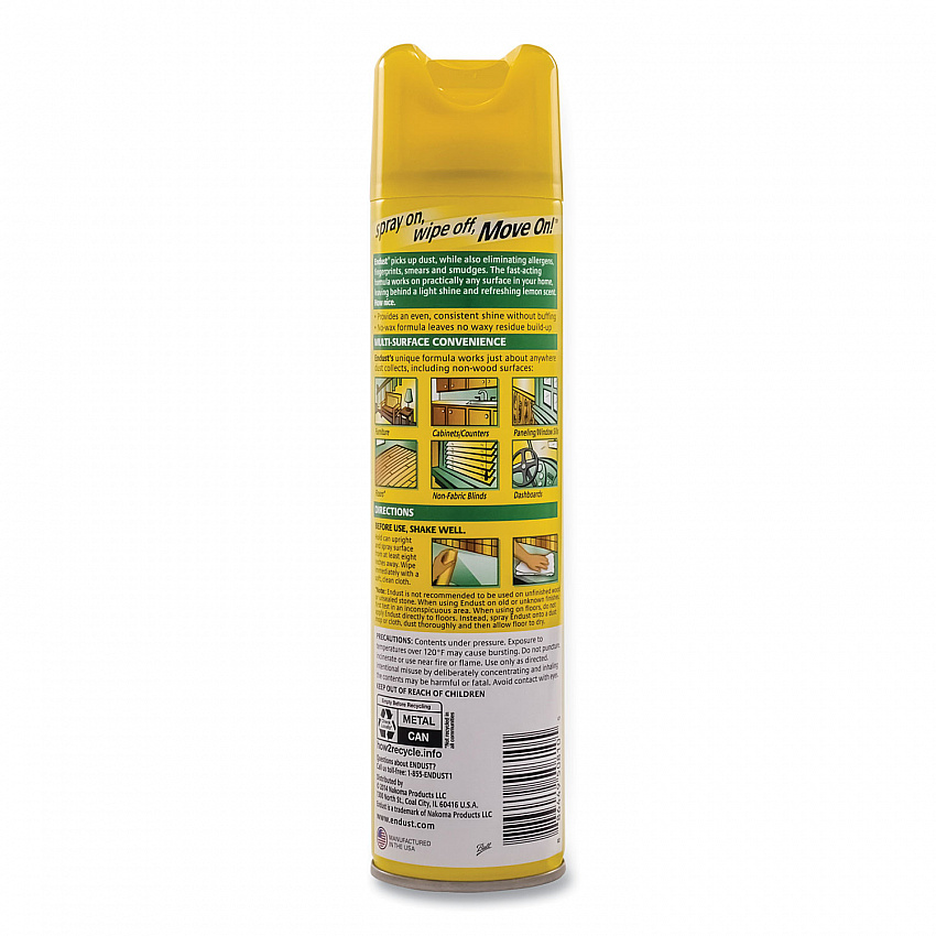 Endust Multi-Surface Dusting and Cleaning Spray, Lemon Zest Scent, 12.5 oz Aerosol Spray, 6/Carton (CB508171)