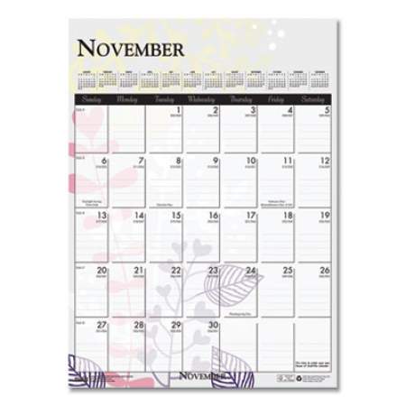 House of Doolittle Recycled Wild Flower Wall Calendar, Wild Flowers Artwork, 12 x 16.5, White/Multicolor Sheets, 12-Month (Jan to Dec): 2022 (3462)