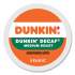 Dunkin Donuts K-Cup Pods, Dunkin' Decaf, 22/Box (1269)