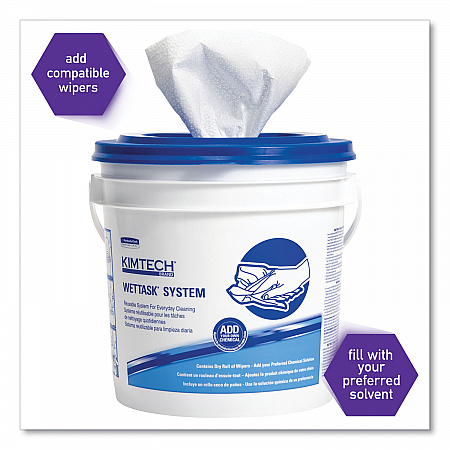 WetTask Customizable Wet Wiping System Bucket, White/Blue, 4/Carton (51677)