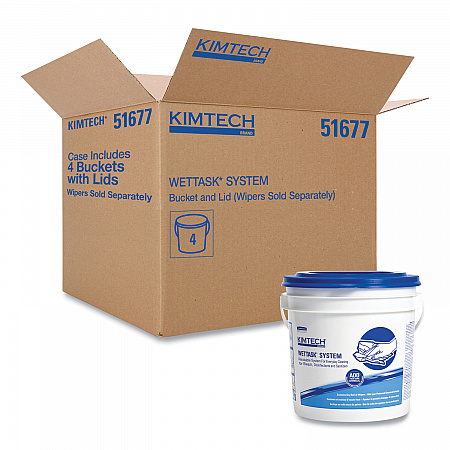 WetTask Customizable Wet Wiping System Bucket, White/Blue, 4/Carton (51677)