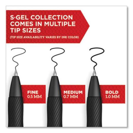 Sharpie S-Gel S-Gel High-Performance Gel Pen, Retractable, Fine 0.5 mm, Red Ink, Black Barrel, Dozen (2096166)