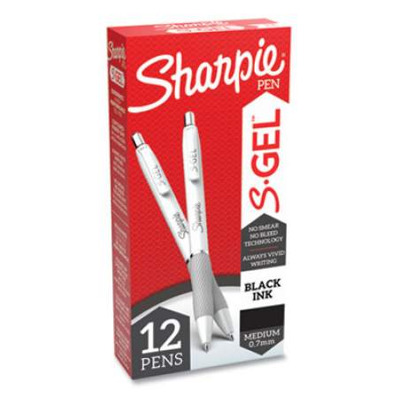 Sharpie S-Gel S-Gel Fashion Barrel Gel Pen, Retractable, Medium 0.7 mm, Black Ink, Pearl White Barrel, Dozen (2126236)