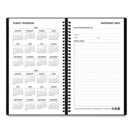 Blue Sky Aligned Weekly Contacts Planner, 6 x 3.5, Black Cover, 12-Month (Jan to Dec): 2022 (123854)