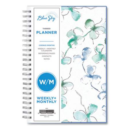 Blue Sky Lindley Weekly/Monthly Planner, Lindley Floral Artwork, 8 x 5, White/Blue/Green Cover, 12-Month (Jan to Dec): 2022 (101579)