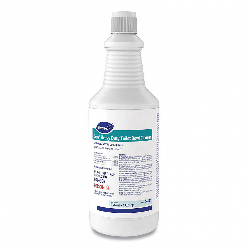 Crew Heavy Duty Toilet Bowl Cleaner, Minty Scent, 32 oz Squeeze Bottle, 12/Carton (04560)