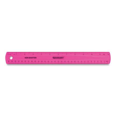 Westcott Non-Shatter Flexible Ruler, Standard/Metric, 12" (30 cm) Long, Assorted Colors, Plastic, 12/Box (24404181)