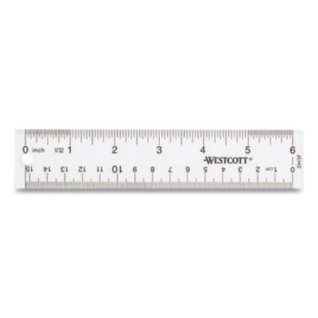 Westcott Clear Flexible Acrylic Ruler, Standard/Metric, 6" (15 cm) Long, Clear Acrylic, 12/Box (24404183)