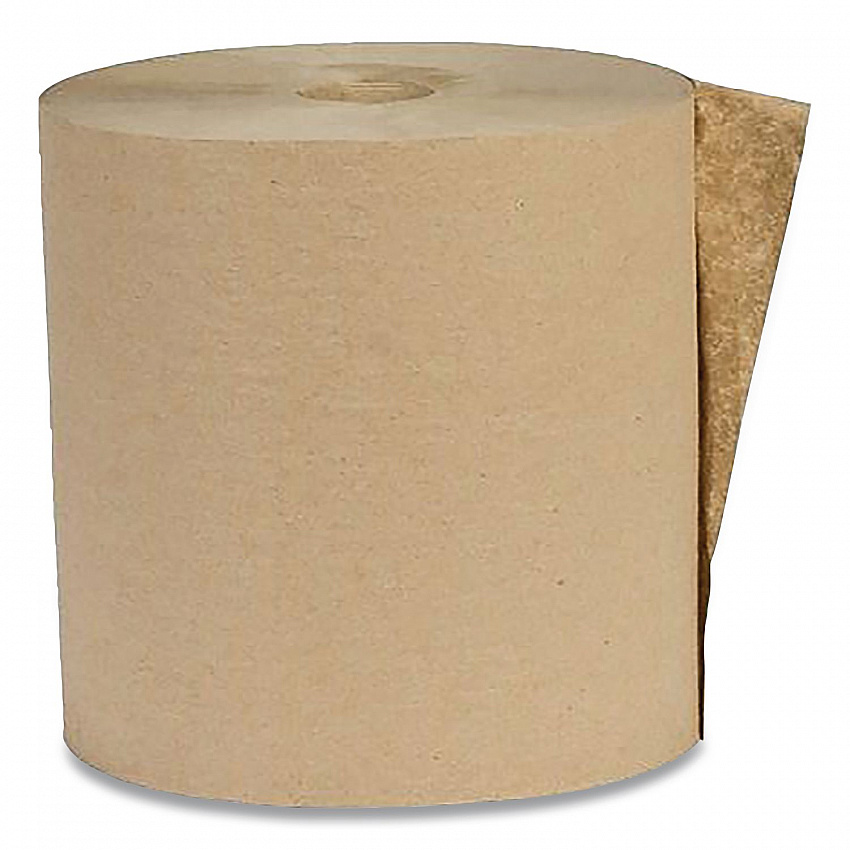 Recycled Hardwound Paper Towels, 1-Ply, 7.88" x 800 ft, 1.8 Core, Kraft, 6 Rolls/Carton (EK80186)