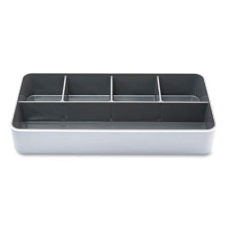 Advantus Fusion Five-Compartment Plastic Accessory Holder, 12.25 x 6 x 2, White/Gray (2432534)