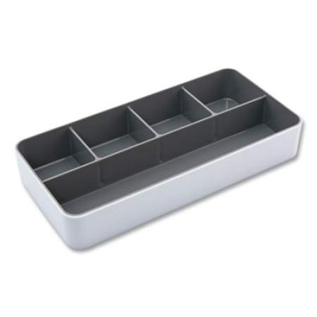 Advantus Fusion Five-Compartment Plastic Accessory Holder, 12.25 x 6 x 2, White/Gray (2432534)