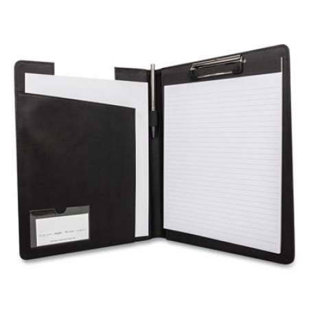 Bond Street Faux-Leather Padfolio, Notched Front Cover with Clipboard Fastener, 9 x 12 Pad, 9.75 x 12.5, Black (5041BSBLACK)
