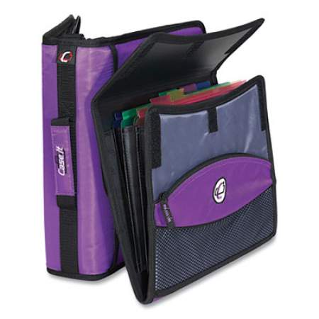 Case it Sidekick Zipper Binder with Removable Expanding File, 3 Rings, 2" Capacity, 11 x 8.5, Purple/Black Accents (D901PUR)