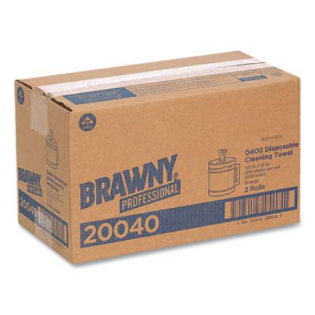 Brawny Professional D400 Disposable Cleaning Towel System, 9.9 x 13, Orange, 200 Sheets/Roll (20040EA)