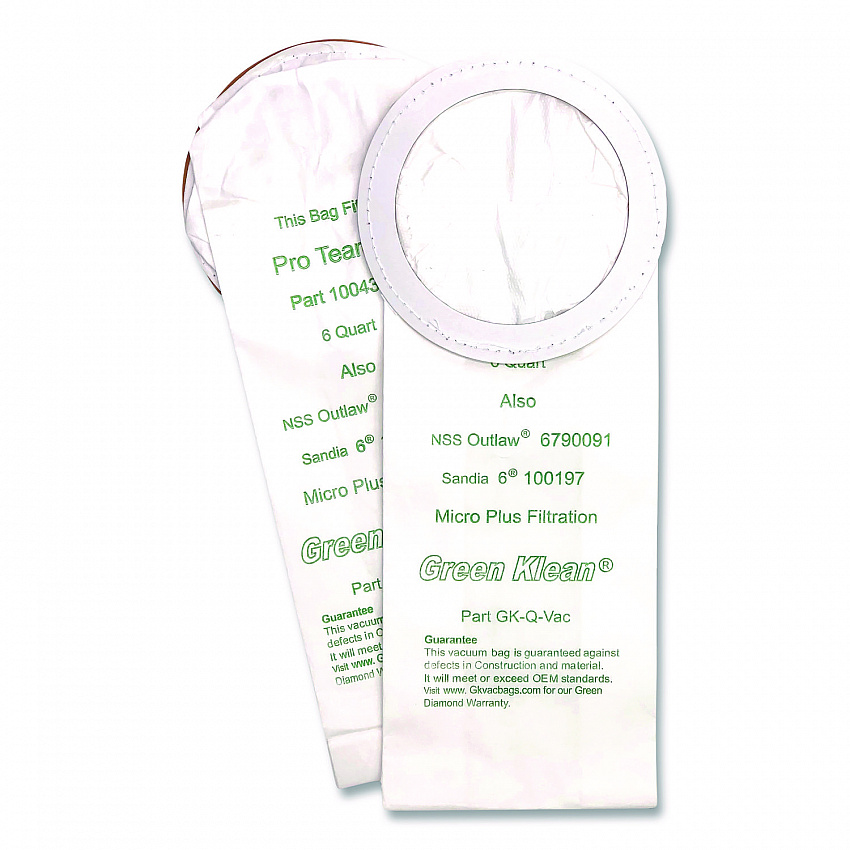 Replacement Vacuum Bags, Fits NSS Outlaw/ProTeam QuarterVac/Sandia/Sanitaire, 10/Pack (QVACP)