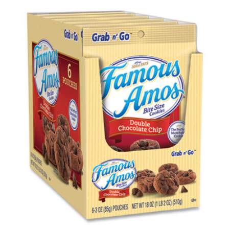 Famous Amos Cookies, Double Chocolate Chip, 3 oz Bag 60/Carton (2757052)